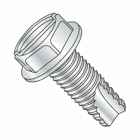 Newport Fasteners Thread Cutting Screw, #8-32 x 3/8 in, Zinc Plated Steel Hex Head Slotted Drive, 9000 PK 262342-9000